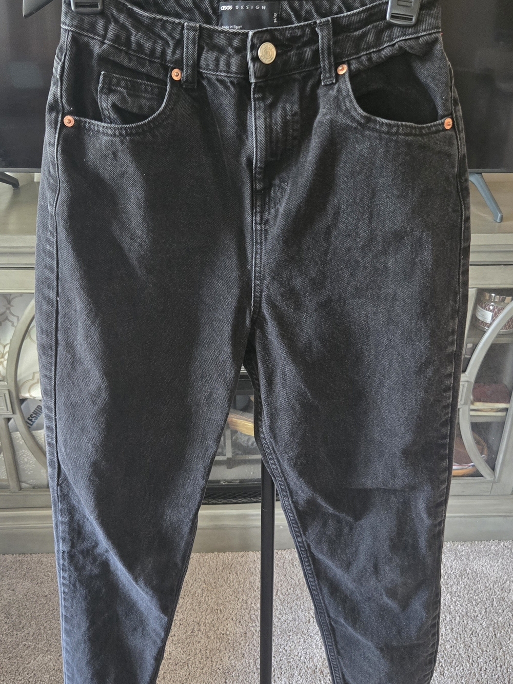 ASOS Black High Rise Relaxed Mom Jeans